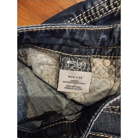 Silver Denim Jeans Women's 28 X 30 Actual Blue Natsuki Bootcut Dark Wash Flap - Picture 6 of 10
